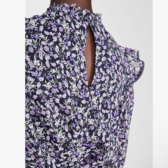 ASTR Floral High Neck Peplum Long Sleeve Peasant Blouse Size XS - Picture 14 of 15